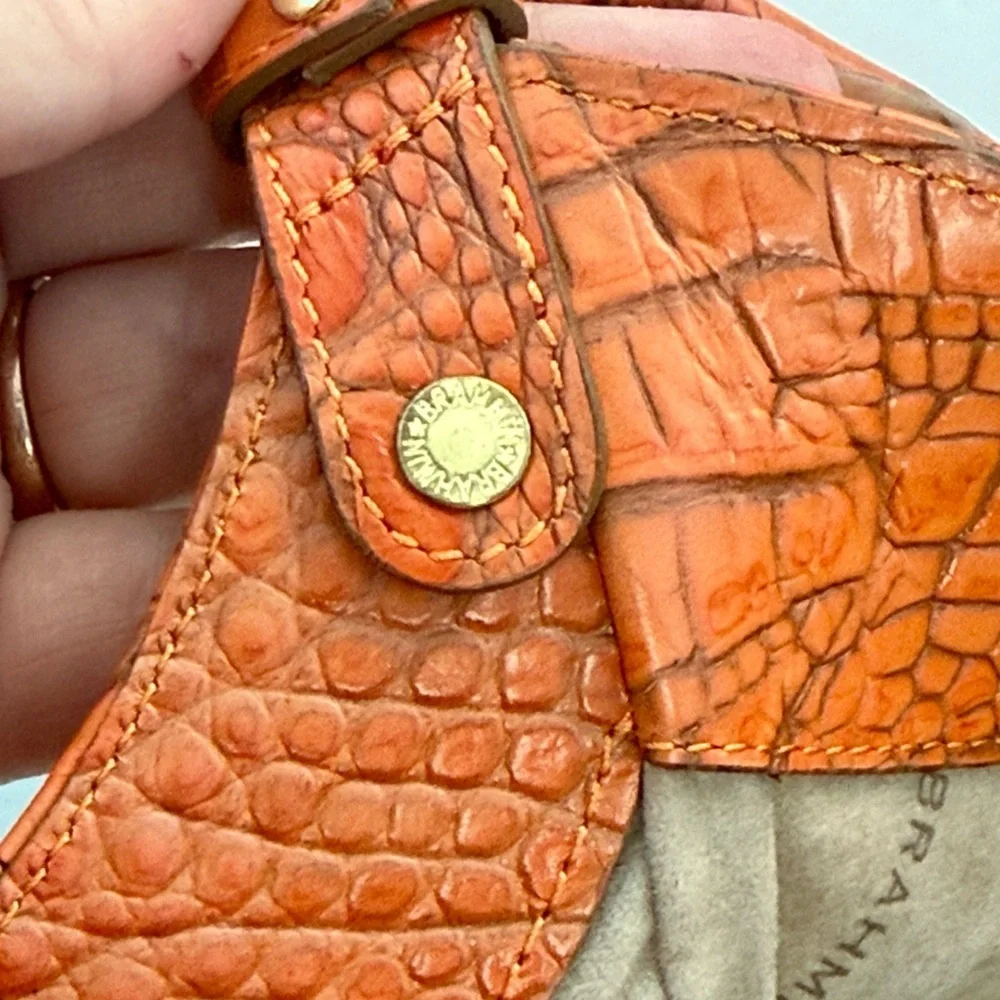 BRAHMIN JACQULINE IN ORANGE Croc embossed leather